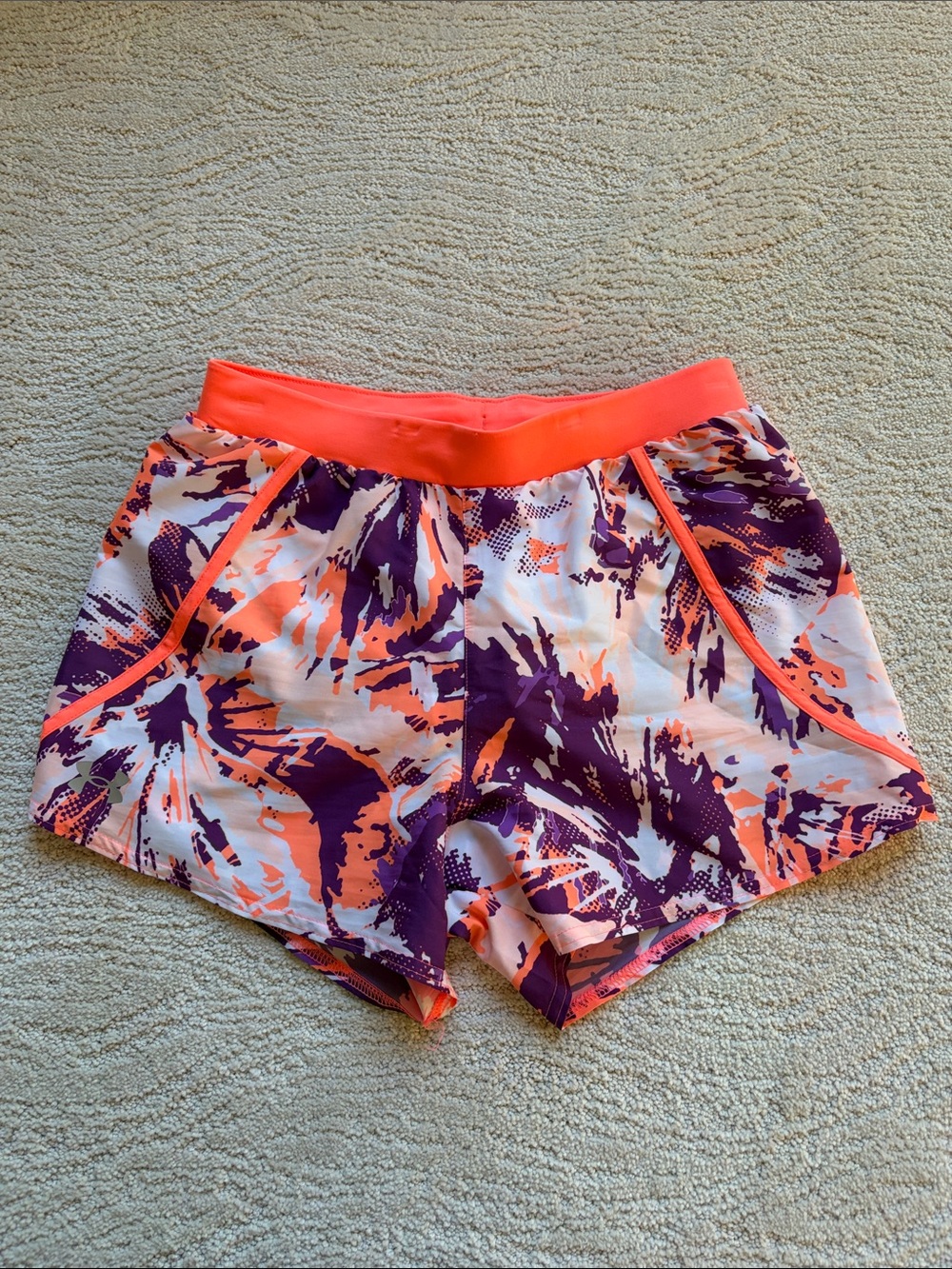 Under Armour Orange & Purple Abstract Print Athletic Shorts